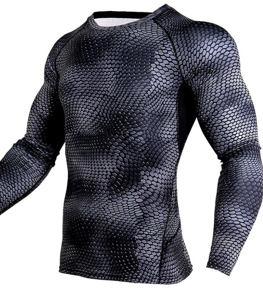 Kompressionsshirt Herren Gym Laufshirt Schnelltrocknend Atmungsaktiv Fitness Sport Shirt Sportswear Training Sport Tight Rashguard Male